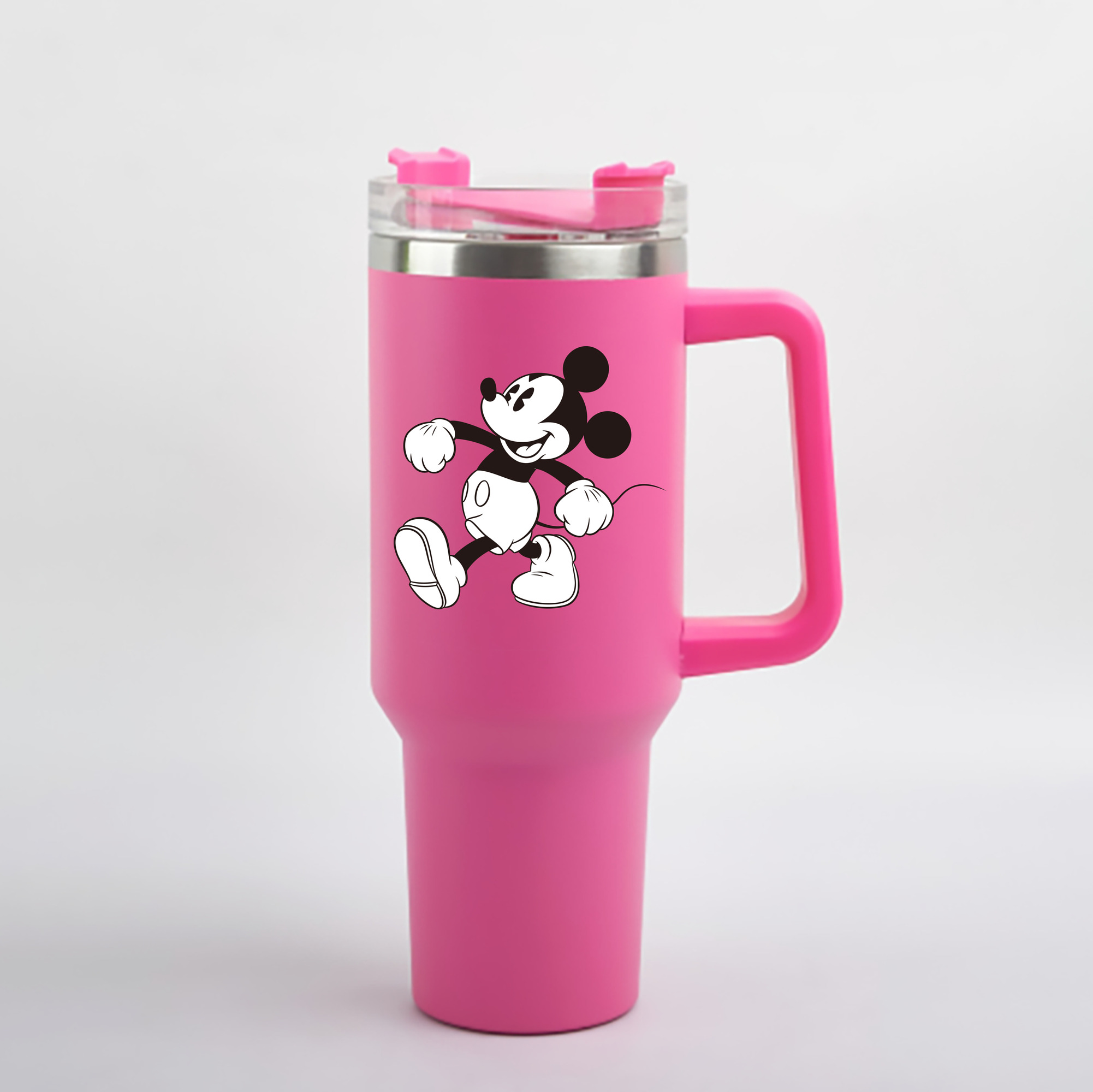 （画像用） ミッキーマウス Mickey Mouse 1200mL車用タンブラー - クリスタルステッカー（プラスチックストロー付き）